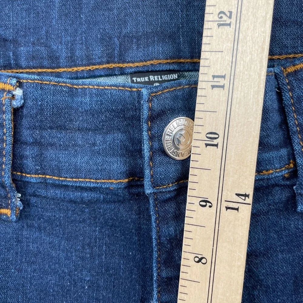 True Religion Jeans Mens 34 Blue Ricky Relaxed Straight Dark Wash Denim Stretch